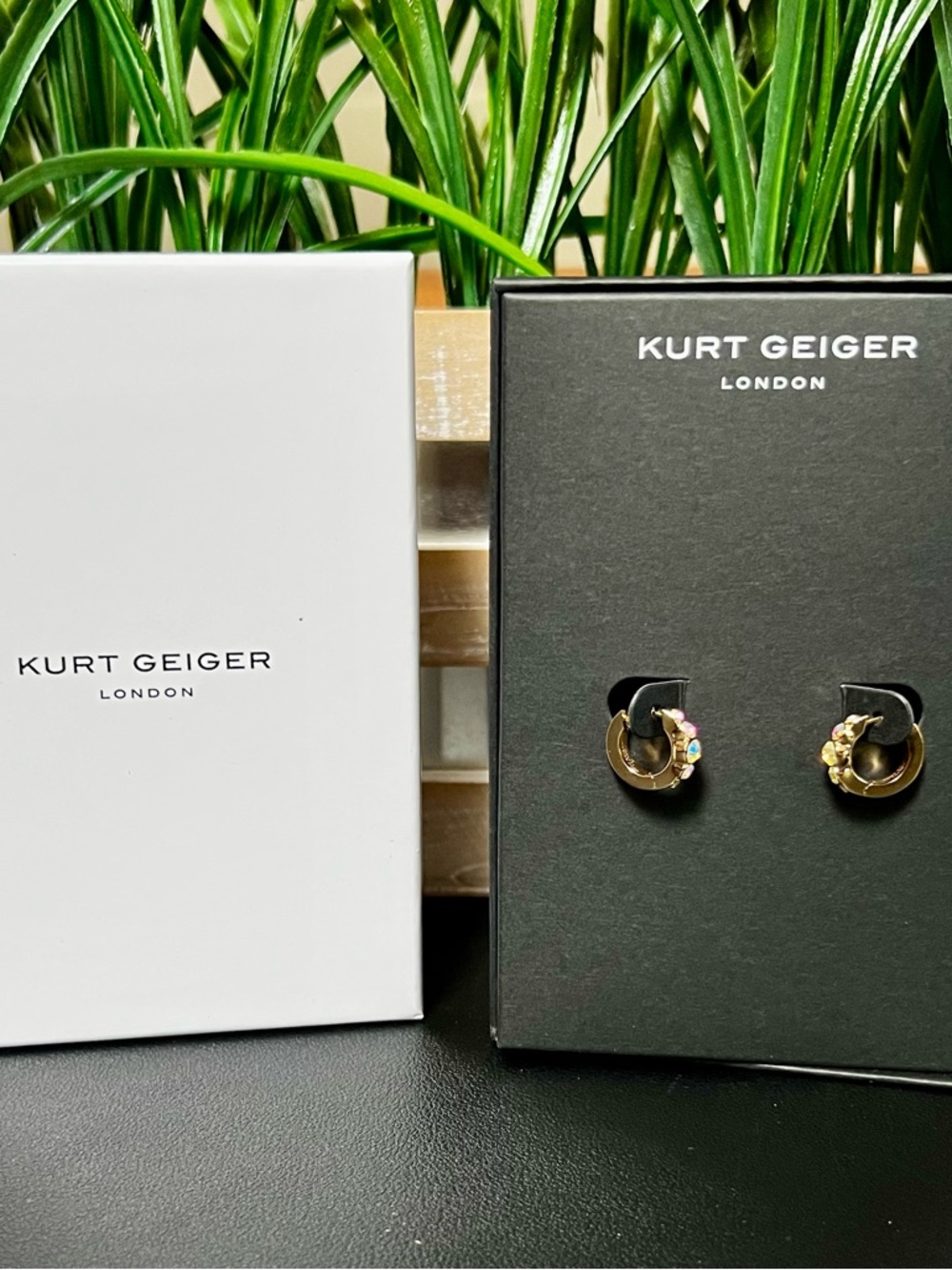 KURT GEIGER LONDON Stone Huggie Hoop Earrings